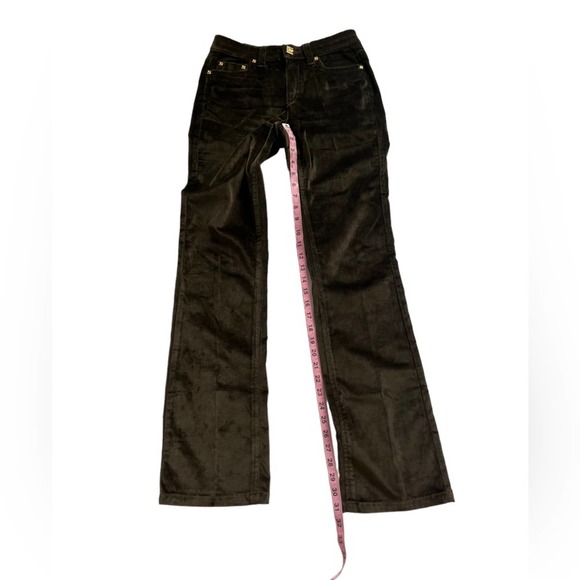 Vintage ROBERTO CAVALLI Pants Chocolate Brown Low-Rise Y2K Velvet - Picture 12 of 15